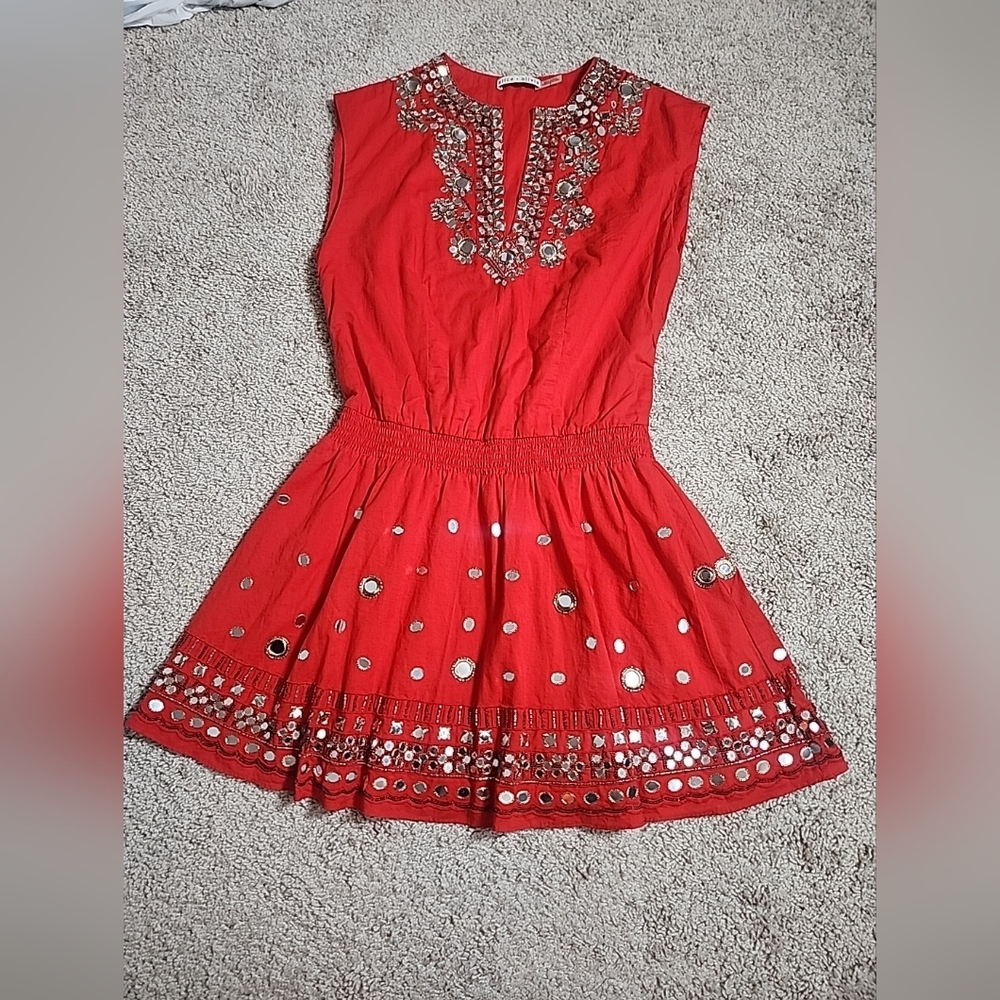 Alice + Olivia Red Mirror Detail Dress Women’s S Boho Chic - Picture 3 of 12